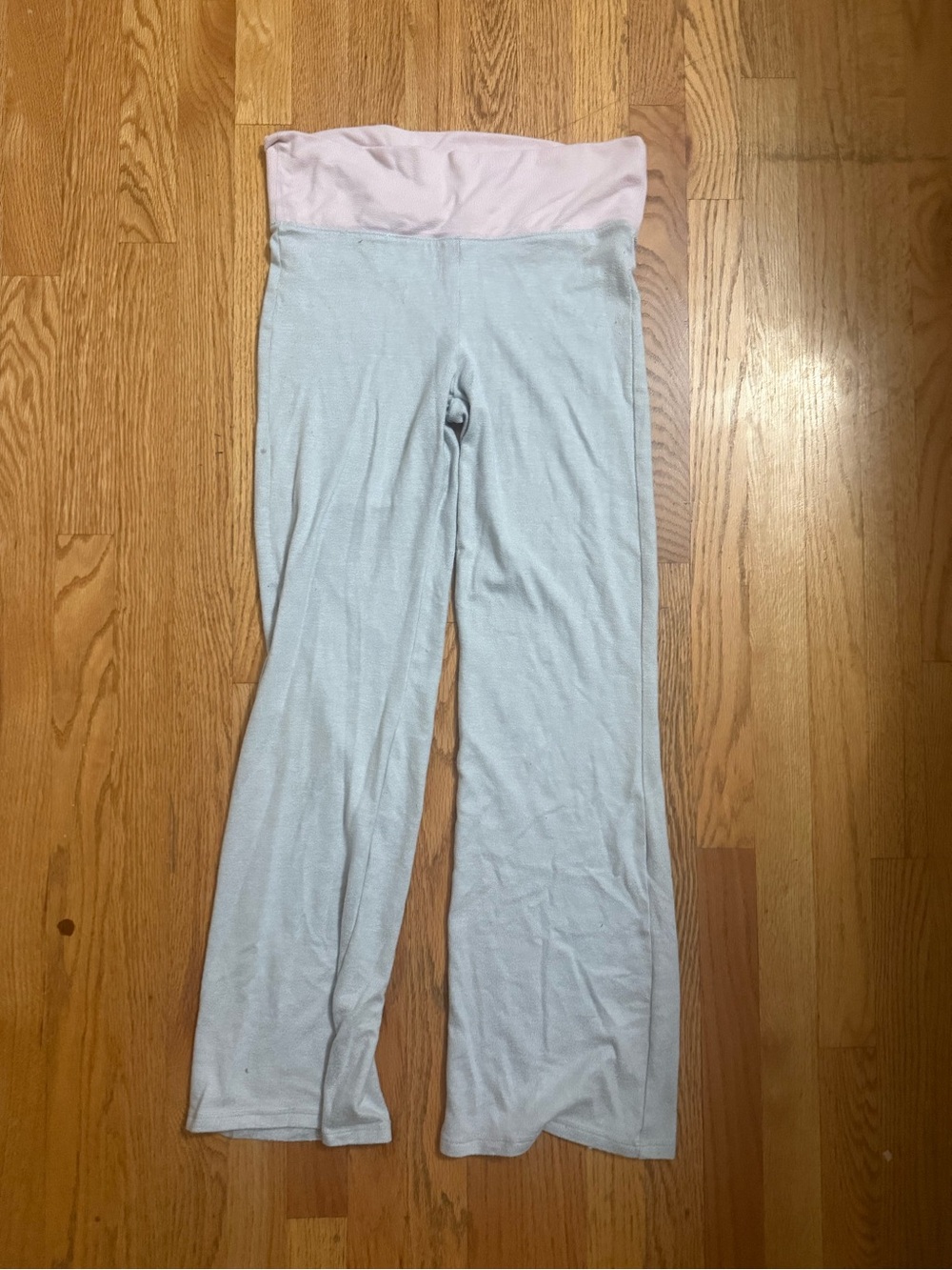 Hollister Light grey flare pant with Pink Fold-Over Waistband